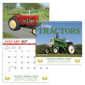 Vintage Tractors Wall Calendar - Spiral